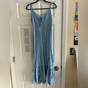 Hollister Light Blue Floral Maxi Dress with Slit Women’s Medium